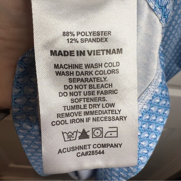 FootJoy Light Blue Performance Golf Polo with Sea Shell Pattern Size XL EUC - Picture 6 of 6